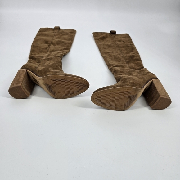Mi.iM Shoe Women's 7 Tan Brown Suede Over The Knee Boots Chunky Heel - Picture 4 of 5